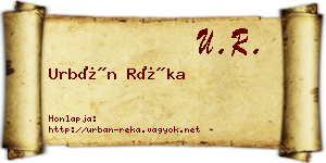 Urbán Réka névjegykártya