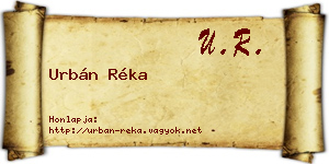Urbán Réka névjegykártya
